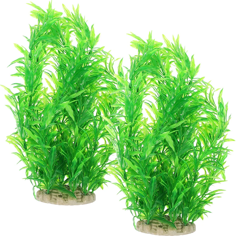 

2Pcs Fake Aquarium Plant Set Bright Artificial Water Grass Decor for Fish Tank Supplies Large Soft Safe Plants for Betta Habitat