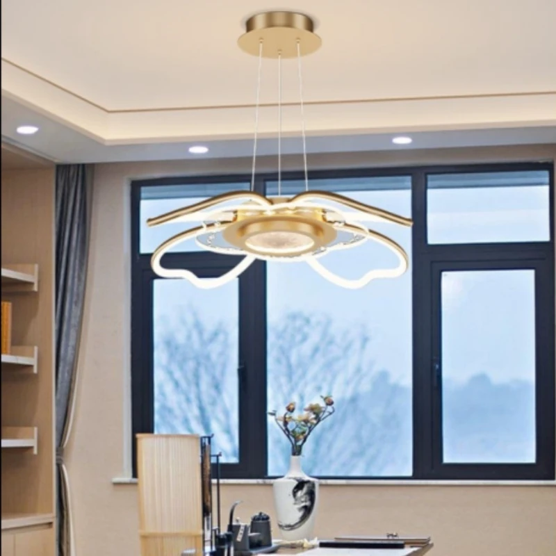 Plafonnier LED au Design Moderne et Simple, en Or Rose, Ventilateur de Plafond, Luminaire Décoratif de Plafond, Idéal pour un Salon, Nouveau Style Chinois, 2023