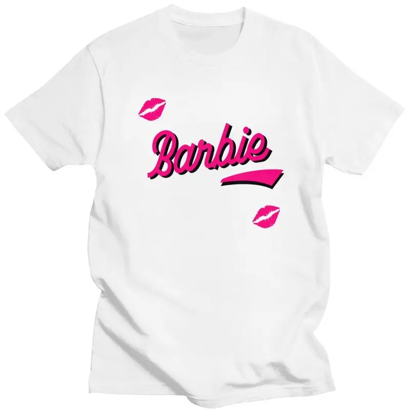 Custom Barbie Kiss Love T Shirts Men T-shirt Streetwear Tee Tops Pure Cotton Oversized Tshirt Gift