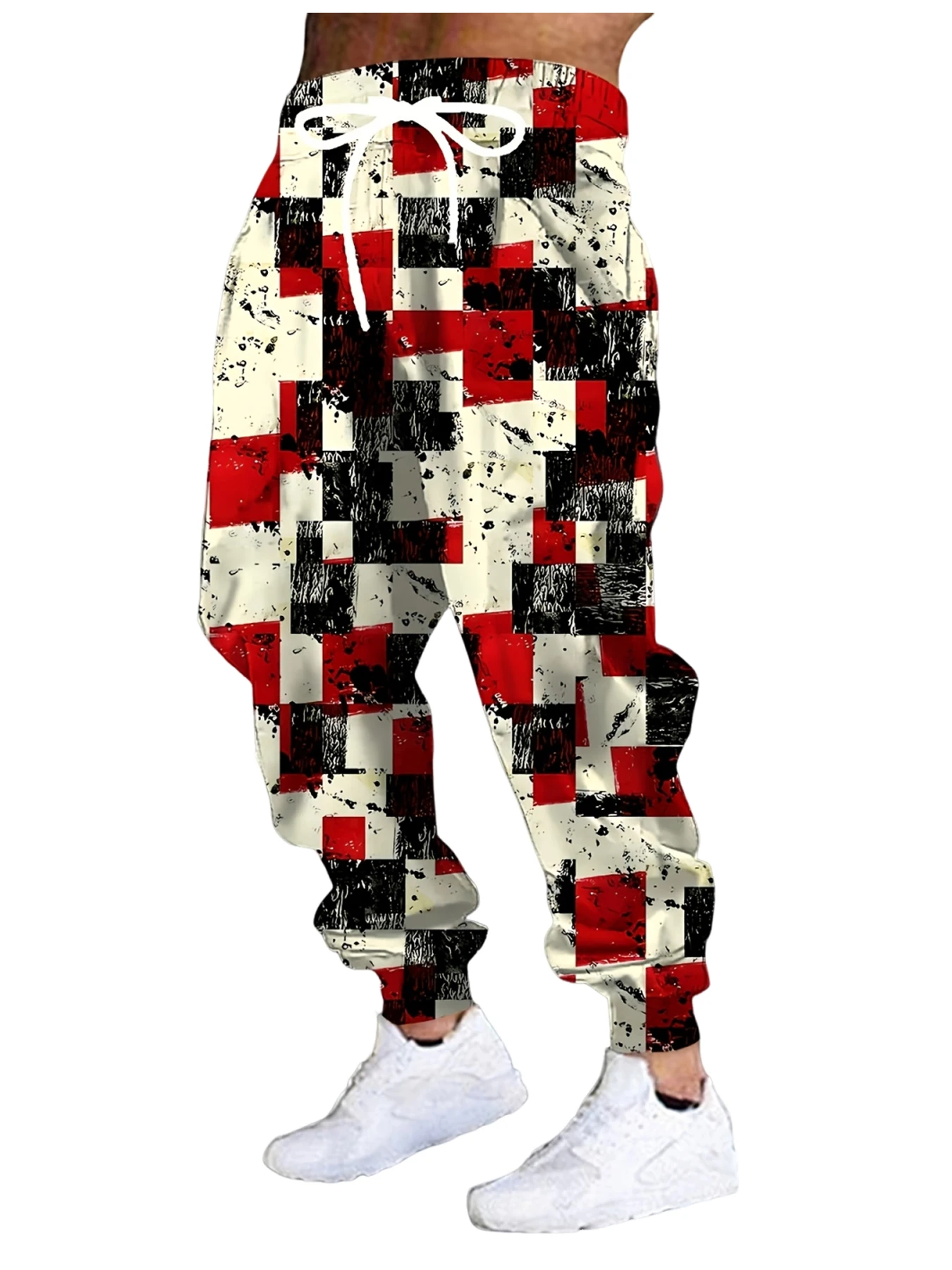 

New Men's 3D Lightning Print Casual Pants Outdoor Breathable Pants Stylish Drawstring Streetwear Trousers Mens Cuffed P