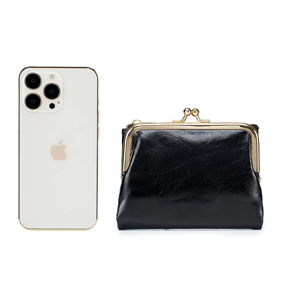New Genuine Leather Retro Handheld Bag Short Wallet Women's Multifunctional Clip Zero Cowhide Wallet Simple Storage Bag