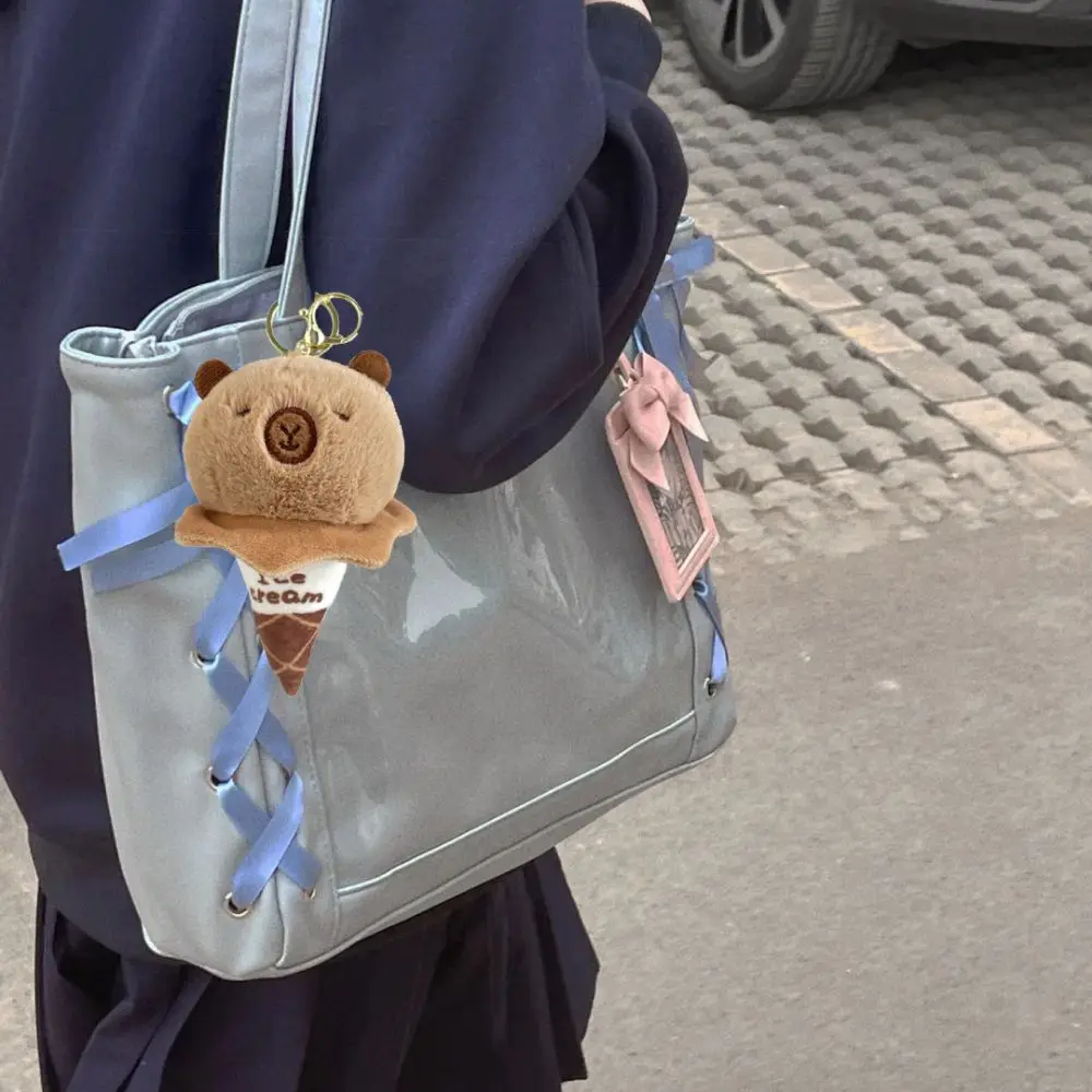 Helado Capybara colgante de felpa Animal marrón Capybaras Capybara Plushie llavero dibujos animados creativos llaveros de muñecos de peluche