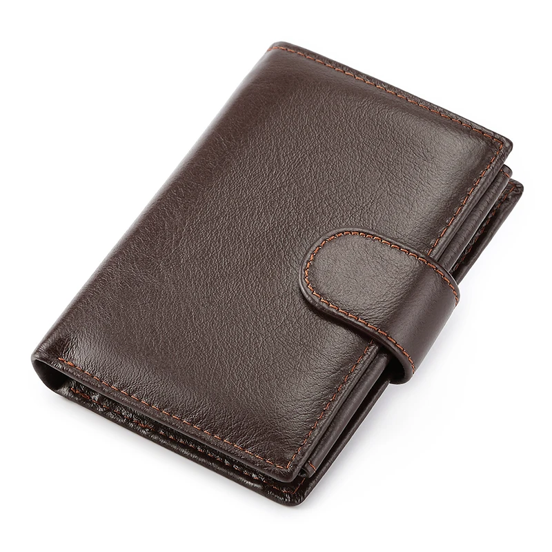 Genuine Leather Men Retro Wallet New Short Card Holders Top Layer Cowhide Men Purse Coin Pocket Leather Zipper Men Money Clips