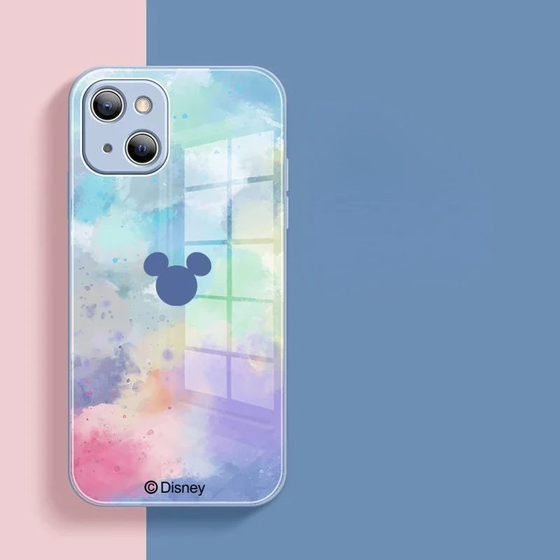 Disney Mickey Phone Case for IPhone 13promax 12pro 11 Anime Liquid Glass Cover for IPhone Xsmax Xs Xr X 7 8 Plus Cover Shell