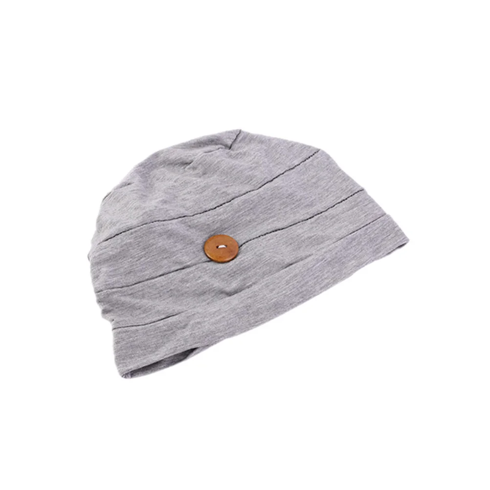 

Grey Modal Cotton Wrap Turban Hat Non-Slip Button Breathable Chemo Cap For Hair Loss Sleep Women Wrap Cap Lightweight Soft