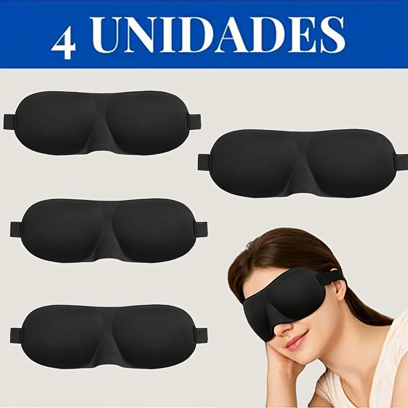 4-Pcs Sleep Aid Eye Mask Set, 3d Three-Dimensional Light-Blocking Sleep Mask, Nap Guardian Mode, a Boon For Light Sleepers