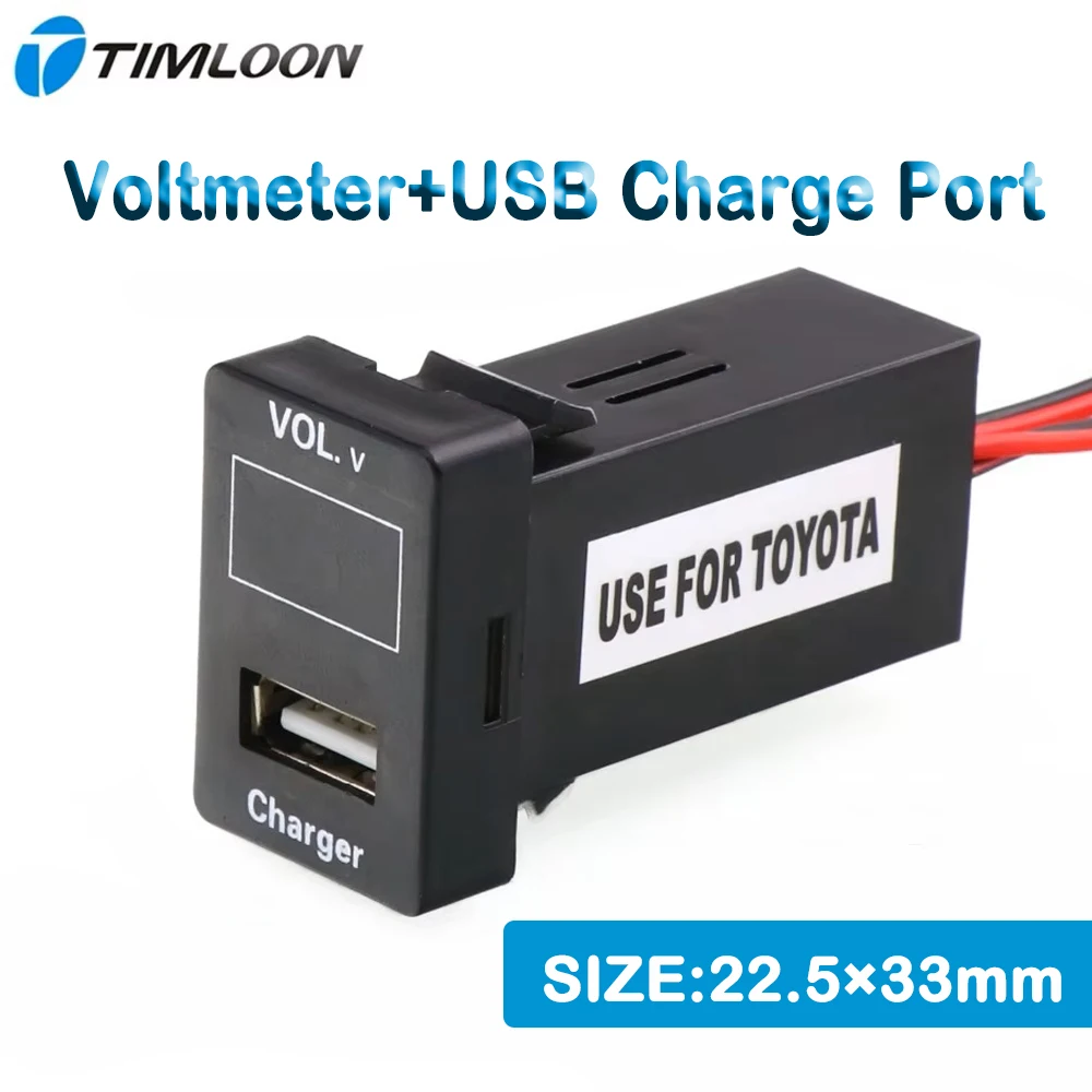 Car Voltmeter, USB Charge Port (5V 2.1A), Battery Monitor for TOYOTA, Camry, Corolla, Yaris, RAV4, Reiz, Cruise