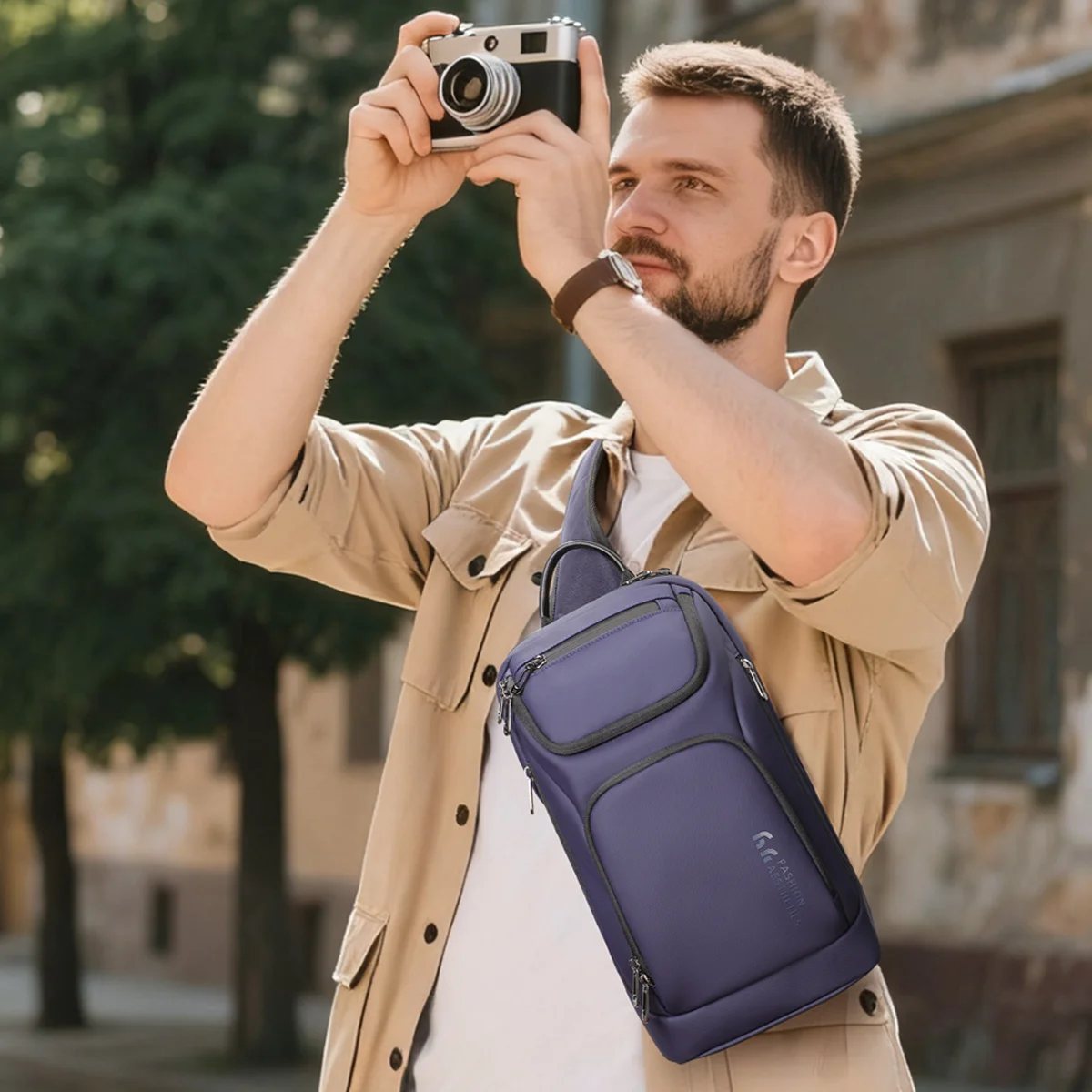 Borsa a tracolla da uomo multifunzione Heroic Knight Borsa a tracolla impermeabile per petto Borsa a tracolla moda business per viaggi di lavoro