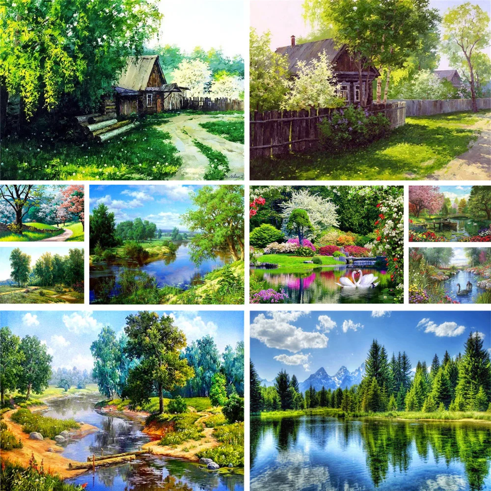 Landscape Spring Tree Coloring By Numbers Painting Kit Acrylic Paints 40*50 Picture By Numbers Photo Loft Wall Picture For Kids