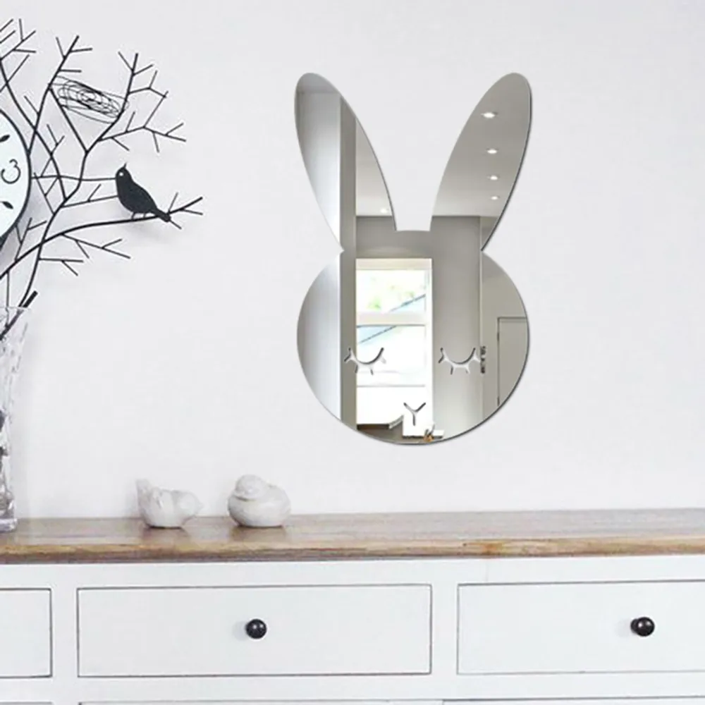 Children Cartoon Mirror Decorative Bathroom Rabbit Deers Cloud Shape Acrylic Mirror Creative Home Art Wall Decorations For Kids