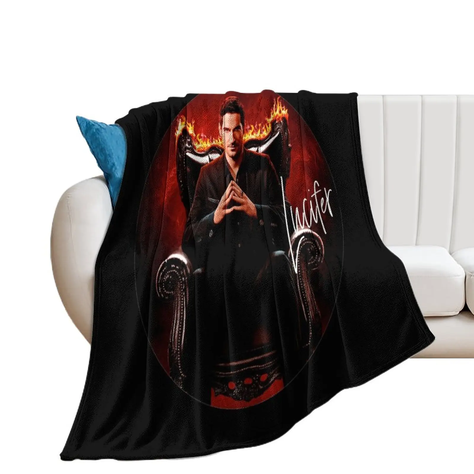 Lucifer circle script photographic print Throw Blanket Bed Fashionable warm for winter Blankets