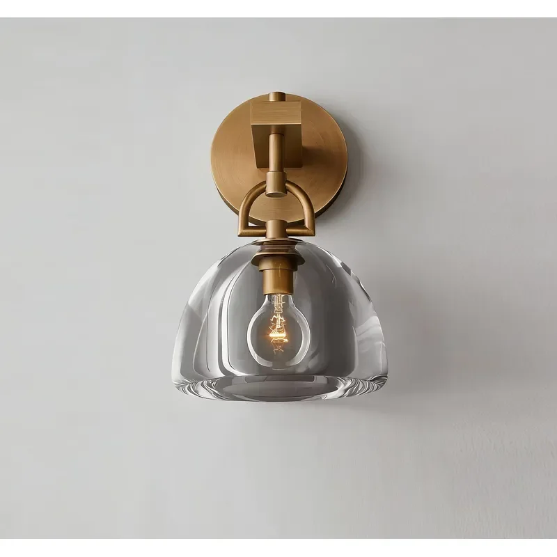 America Design Wall Sconce Modern Bedside Crystal Wall Lamp Brass Wall Light for Living Room