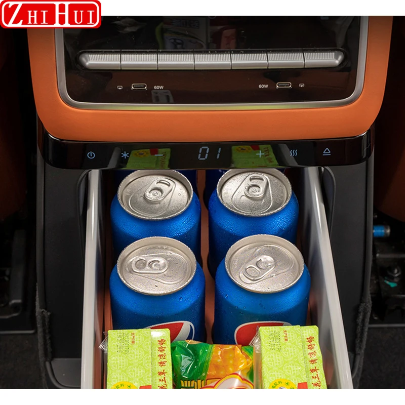 For Li Lixiang L9 2022 2023 Car Styling Refrigerator Food Grade Water Cup Holder Anti-skid Storage Box Auto Accessories