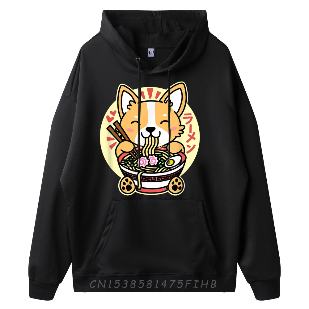 Kawaii Ramen Cute Dog Corgi Japanese Noodles Drk Fashion Hoodie Men Anime Pullover Hoodies Oversized Harajuku