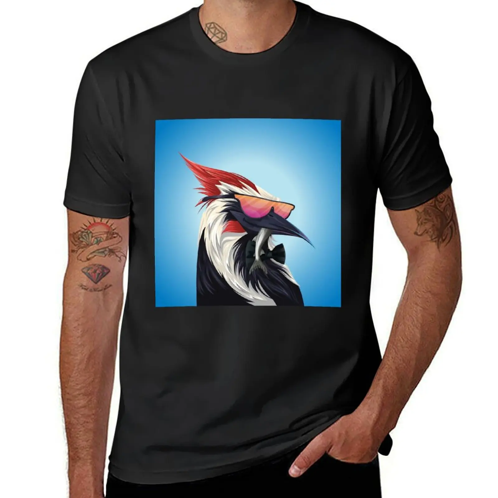 woodpeker T-Shirt plus size tops vintage men clothing