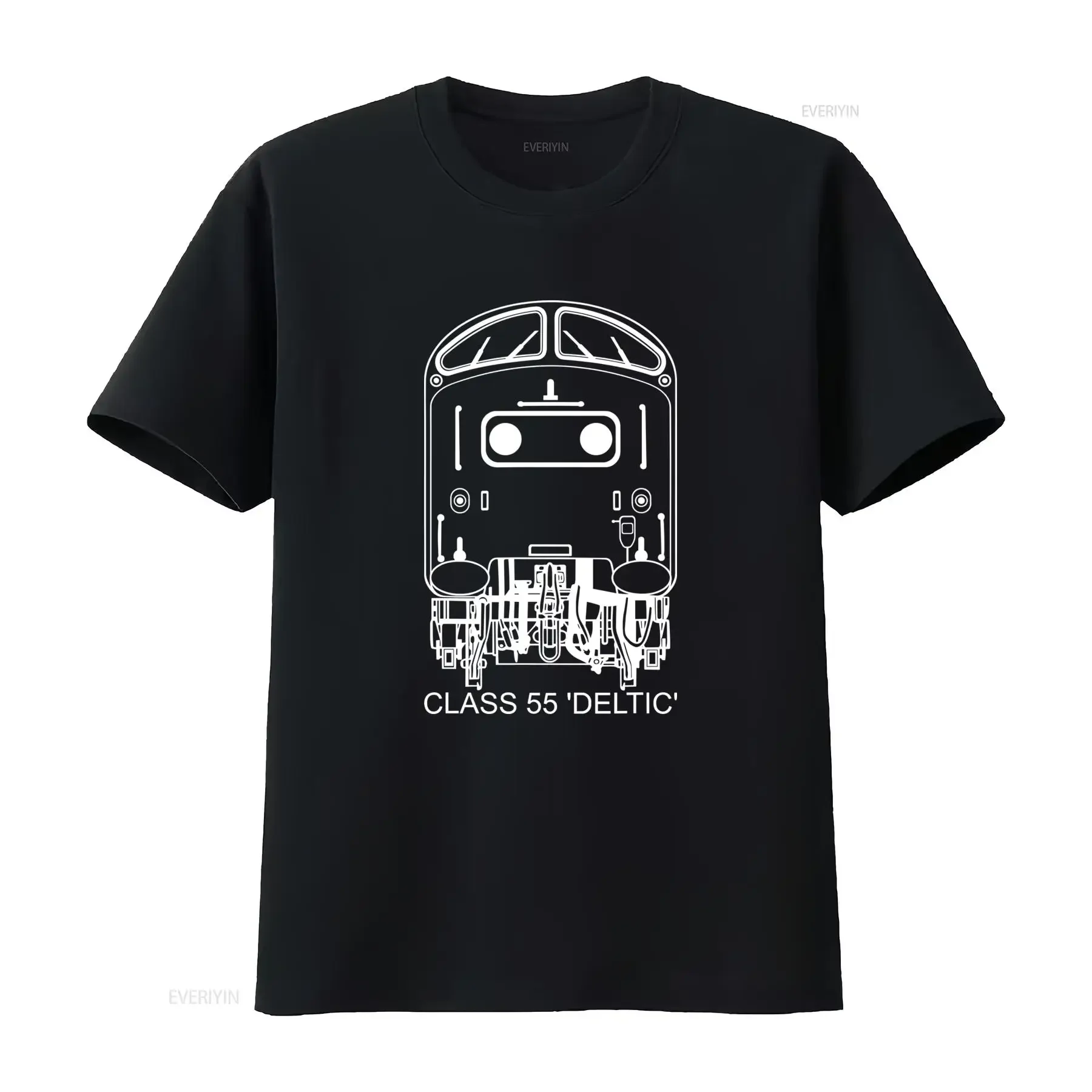 British Rail Class 55 Deltic Locomotive Train T Shirt Vintage Er45001 Engine Design Casual Round Neck for Railway vintage