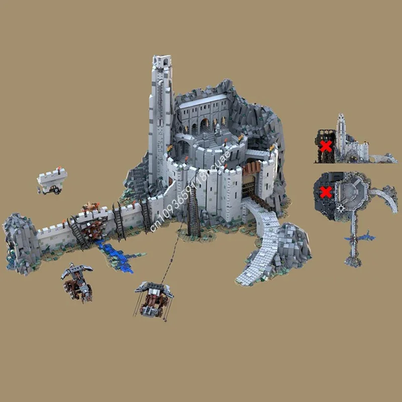 

8483 детали MOC Helms Deep, улучшенная версия с подсветкой, модель кольца, строительные блоки, развивающие игрушки, DIY, подарки на Рождество для детей
