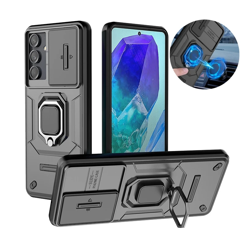 Coque For Samsung Galaxy M55 Case Armor Slide Camera Funda For Samsung M55 M 55 GalaxyM55 5G SM-M556B Magnetic Ring Stand Cover