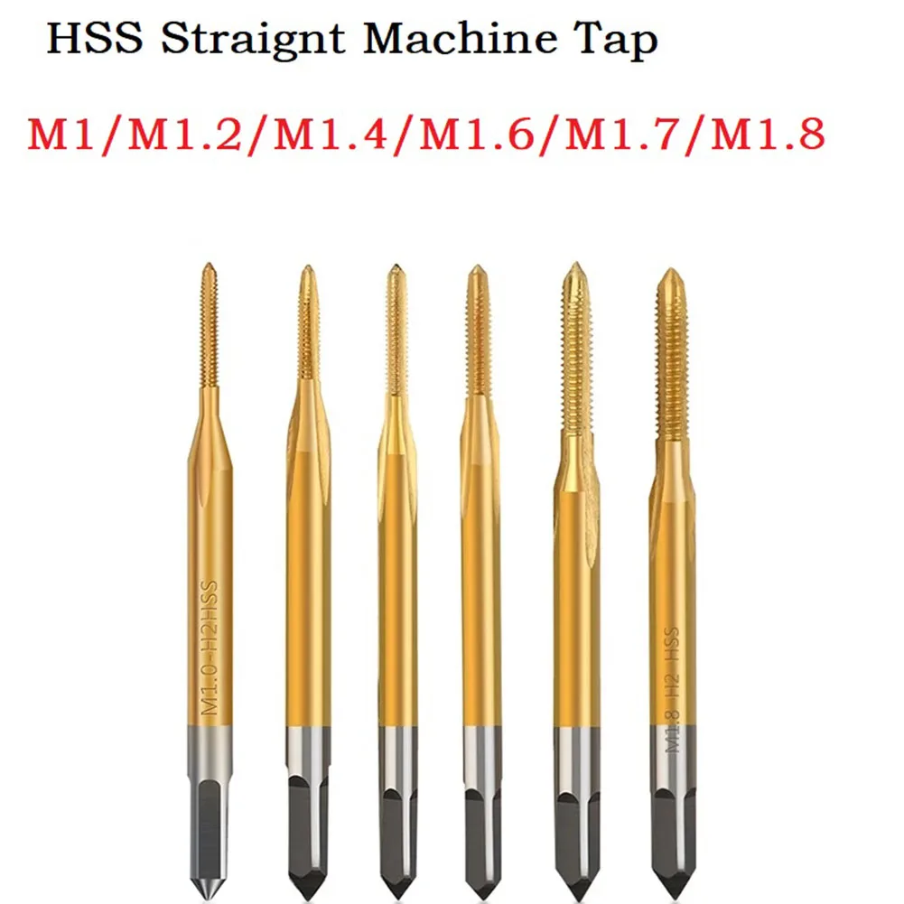 HSS T-itanium Coating Screw Tap Drill Bits Set M1 M1.2 M1.4 M1.6 M1.7 Straight Flute Thread Tap Threading For Hand Accessory