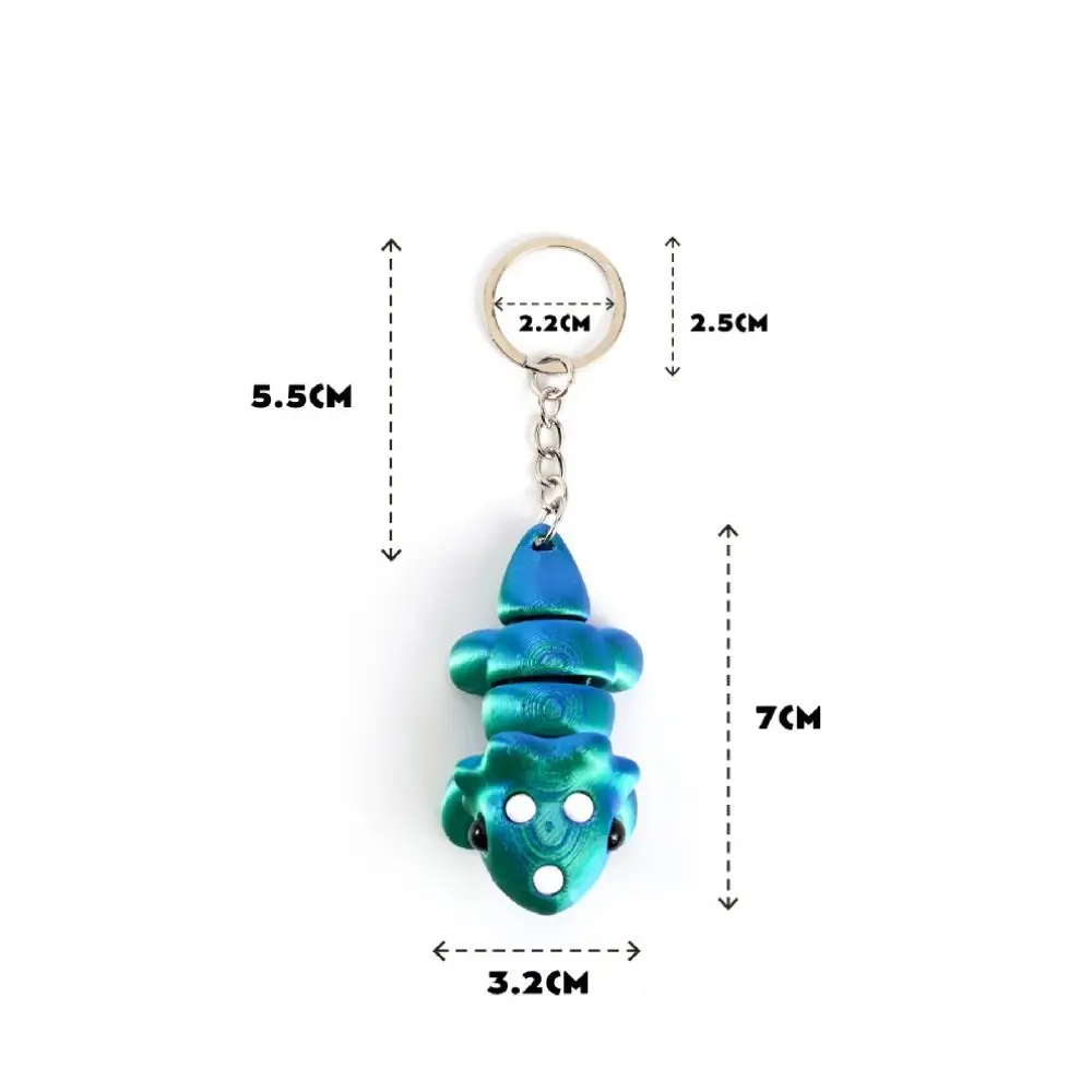 Colorful 3D Printed Triceratops Keychain Realistic Movable Joint Action Figure Cute Collectible Bag Pendant Gift