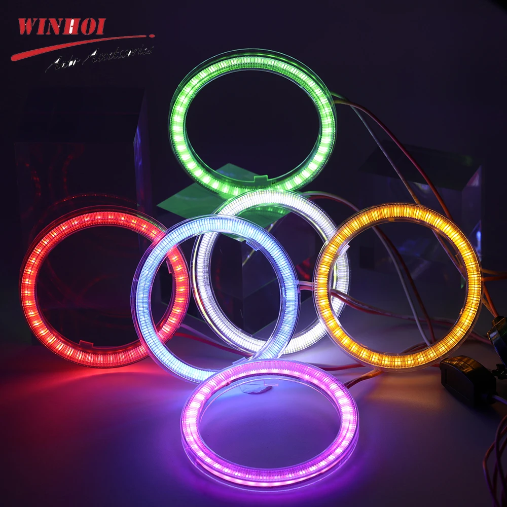 Led anjo olhos branco vermelho azul amarelo moto halo anel de luz olho de anjo farol drl lâmpada diurna lâmpada led acessórios do carro