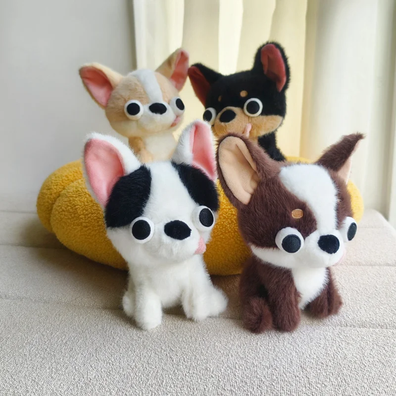 

Mini Cartoon Stuffed Animal Little Chihuahua Fluffly Puppy Plush Toy Desktop Ornam Learning Accompany Doll for Kids Gifts Decor