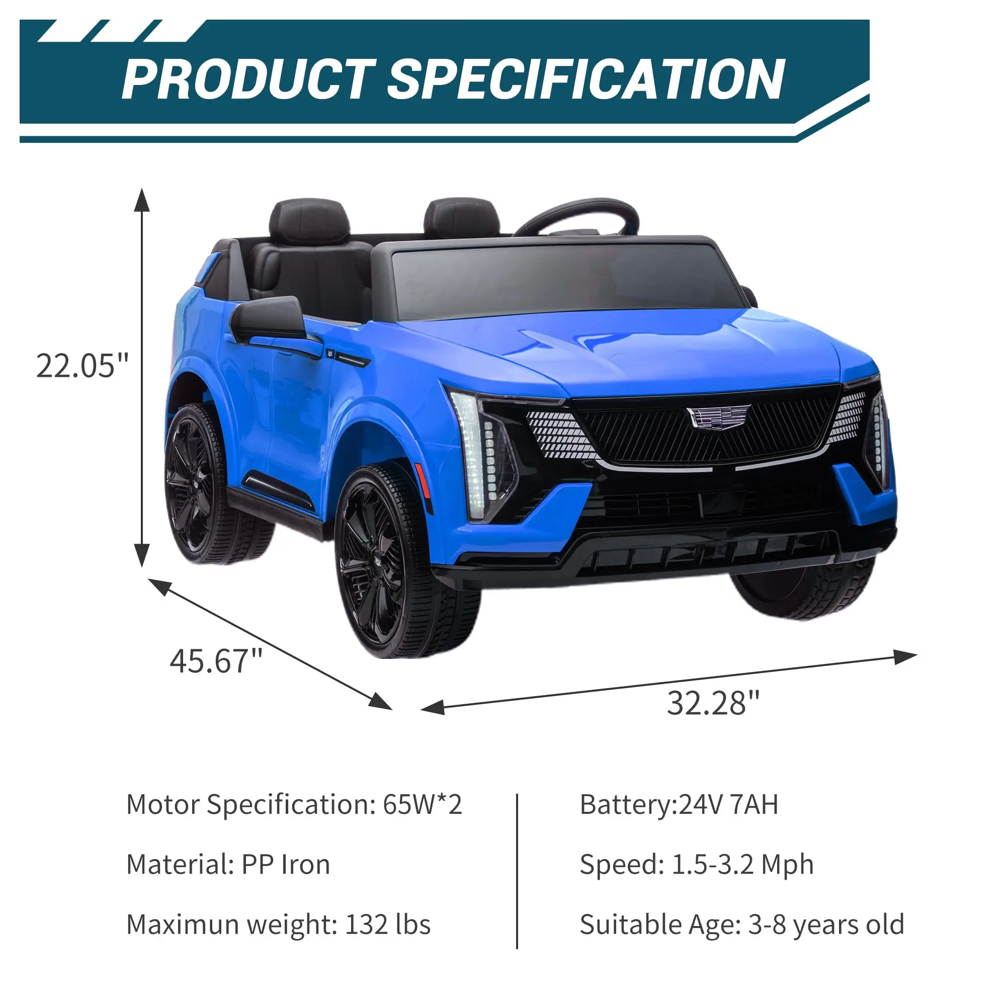 รถบรรทุกคาดิลแลคนั่งที่ได้รับใบอนุญาต 24V สําหรับเด็ก - ยานพาหนะไฟฟ้า 2 ที่นั่งพร้อมรีโมทคอนโทรลสําหรับผู้ปกครอง การเริ่มต้นที่ราบรื่น