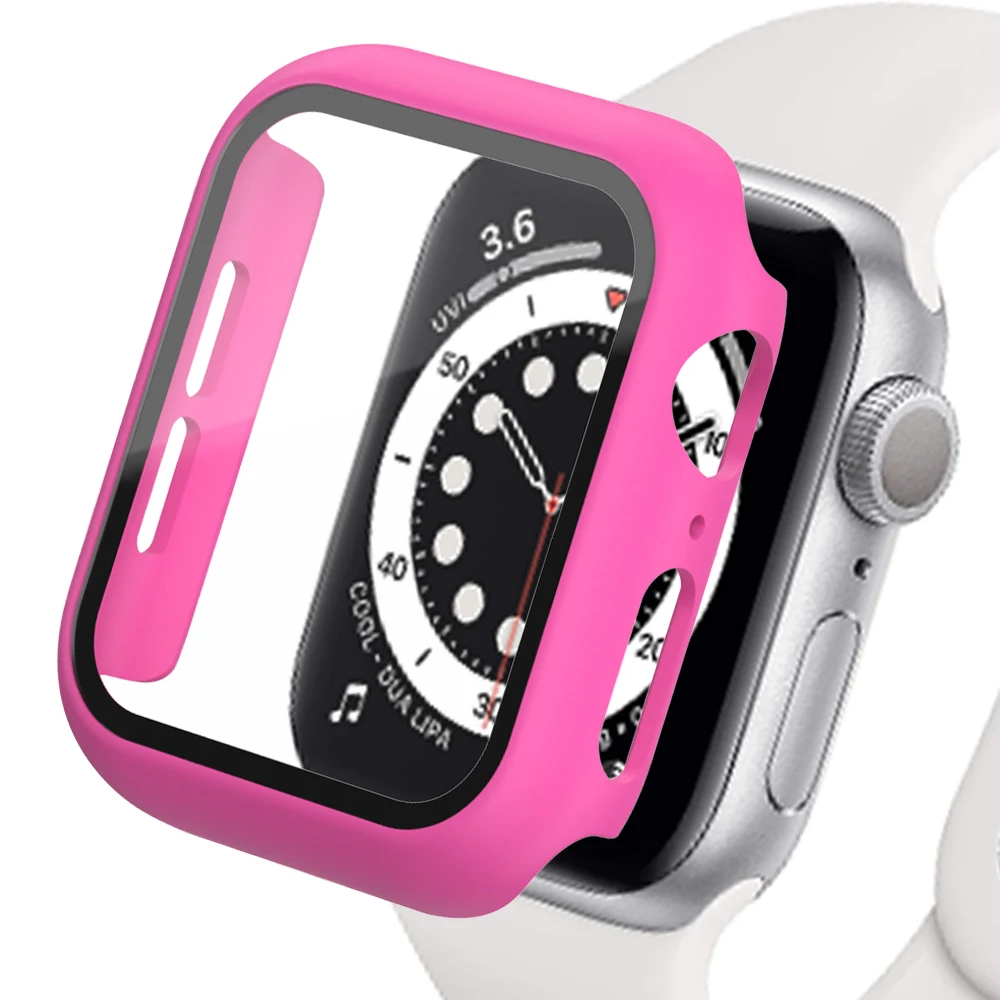 Gehärtetes Glas + Abdeckung für Apple Watch-Zubehör 46 mm 45 mm 41 mm 44 42 mm Displayschutzfolie iwatch-Gehäuse Serie 11 10 9 4 5 6 SE 7 8