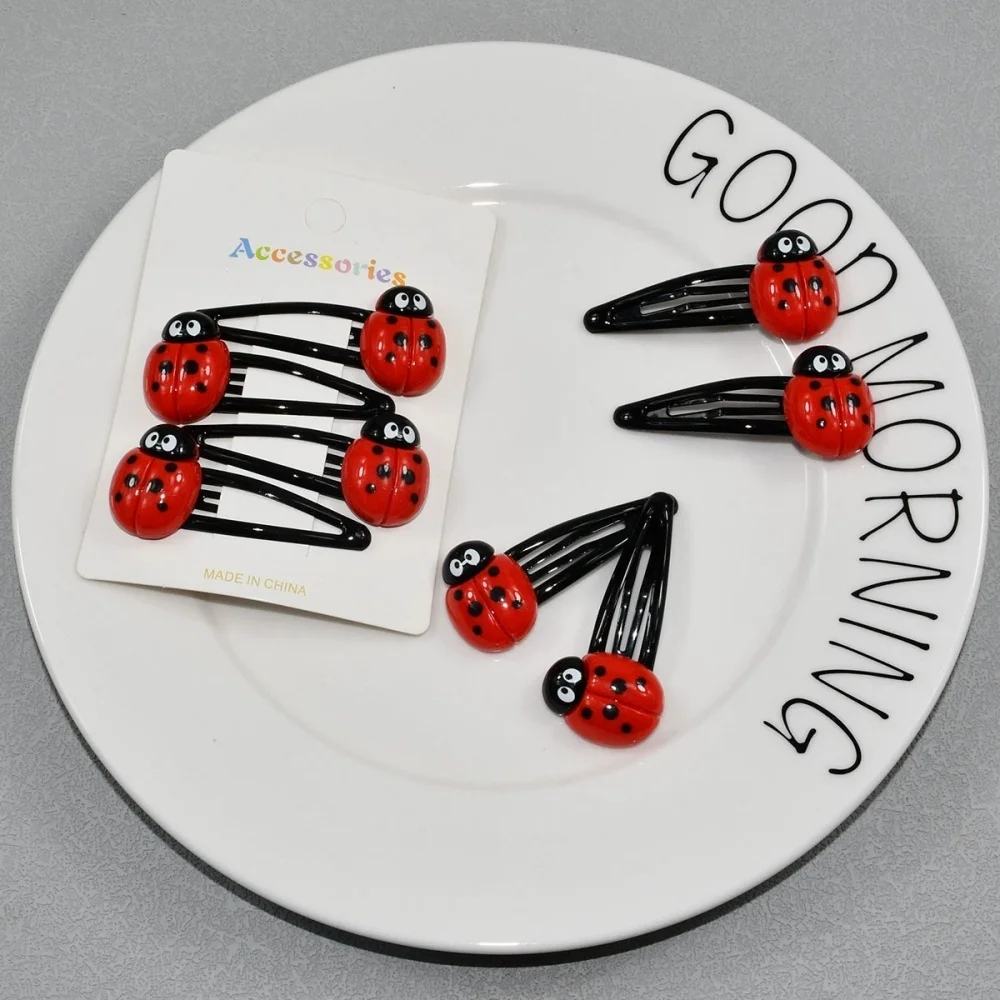 3-Pack Ladybug Shaped BB Hair Clips, Cute cartoon Style Children's Daily Hairstyle Decorative Hair Clips