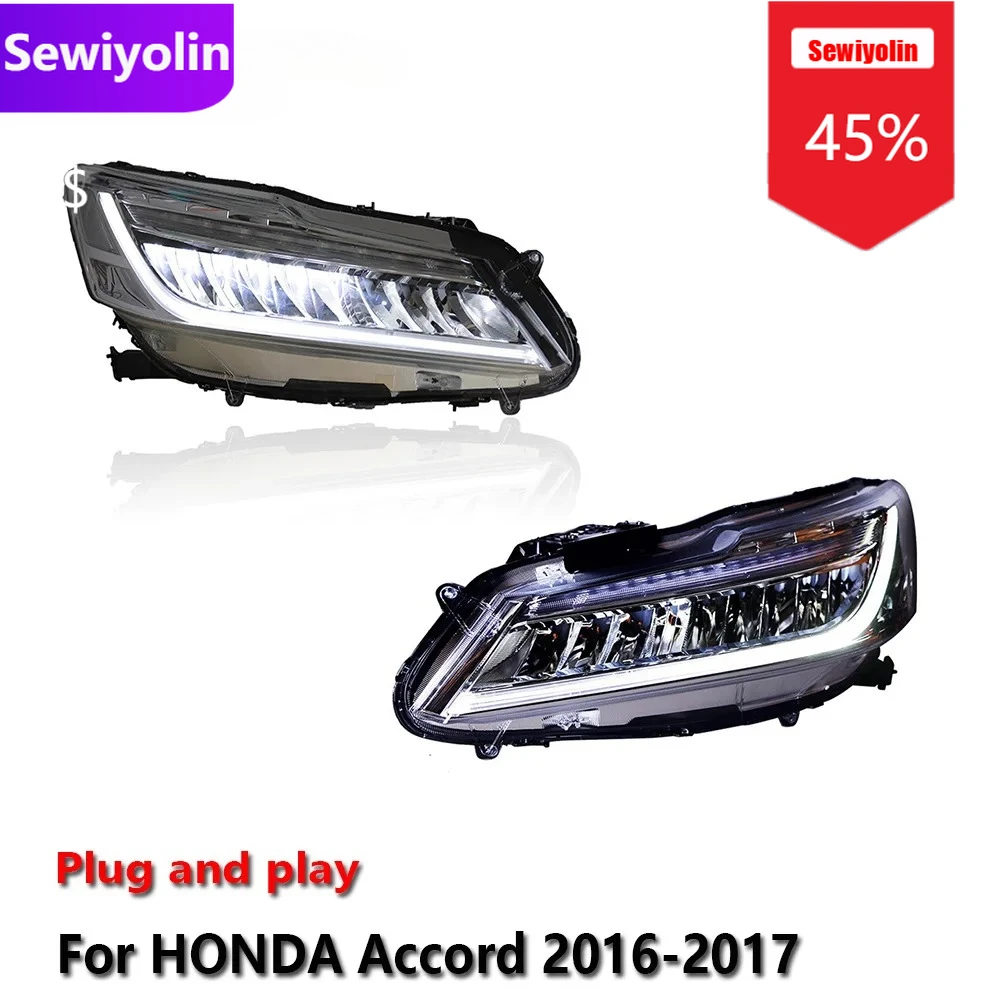 

Car DRL LED Headlight Assemblies For HONDA Accord 9.5 2016-2017 Fog DRL Brake Turn Signal Lamp Plug And Play