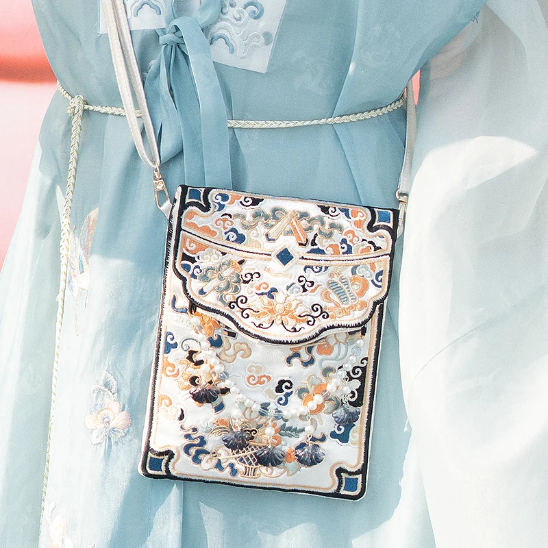 Chinese style Traditional Hanfu qipao song dynasty Single Shoulder Oblique Straddle Bag Improved Traditional Girl Daily Bag