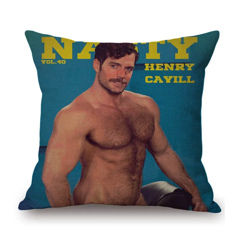 Sexy Handsome Super Star Henry Cavill Muscle Man Fans Gift Cotton Linen Sofa Throw Pillow Case Home Decoration Art Cushion Cover