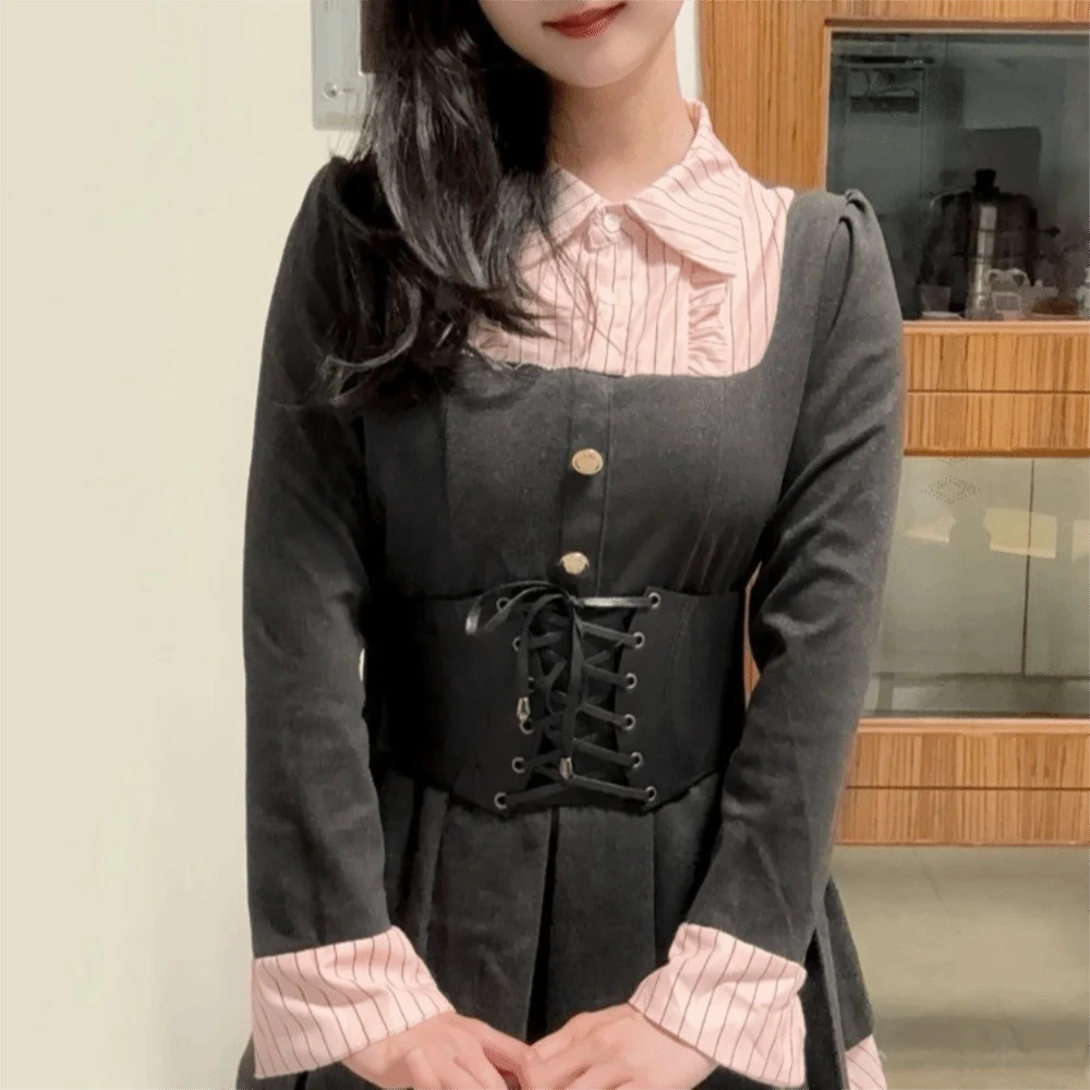 

Модный корсет из искусственной кожи для создания стройного силуэта, однотонный, с широким эластичным поясом-бандо для создания стильных образов