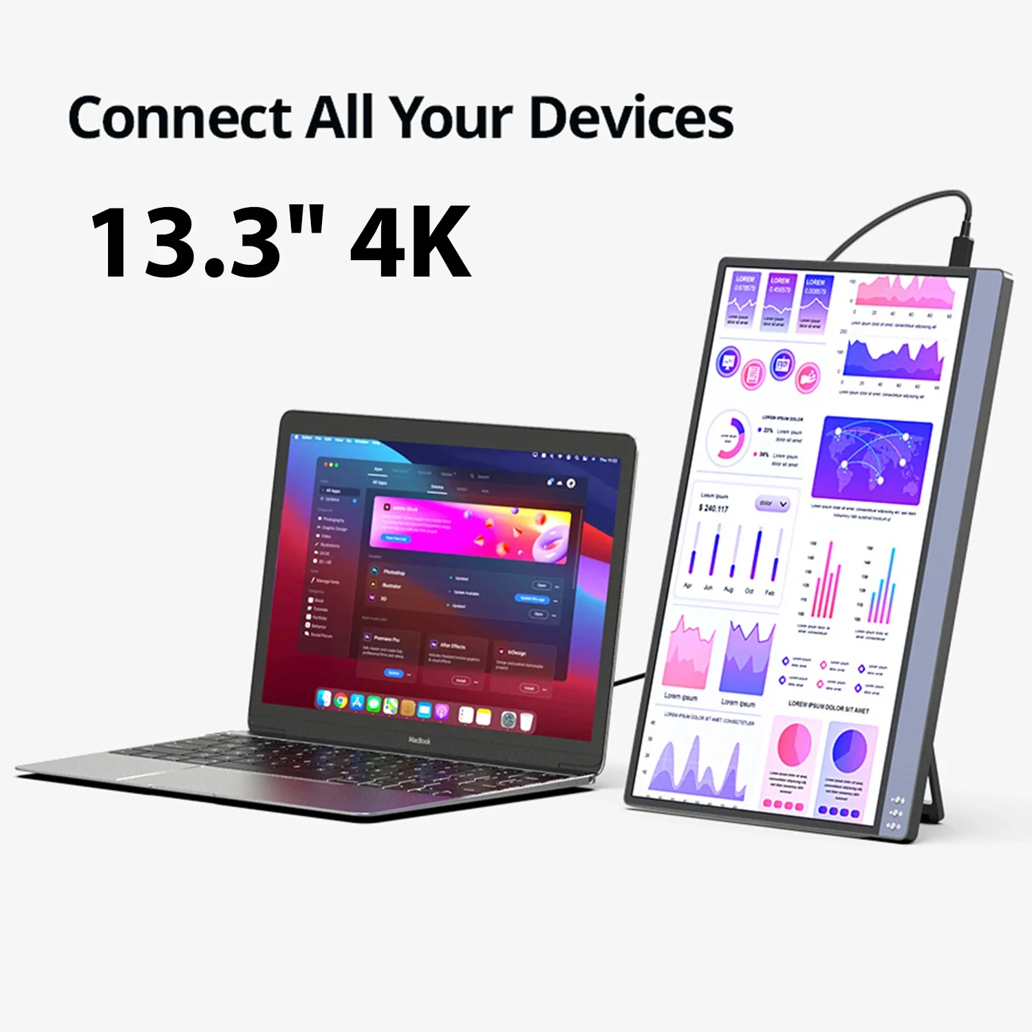 Imagem -06 - Monitor de Escritório Portátil Usb c Display Suporte Dobrável Interruptor do Laptop Ps5 Xbox Macbook Mini pc 4k 133