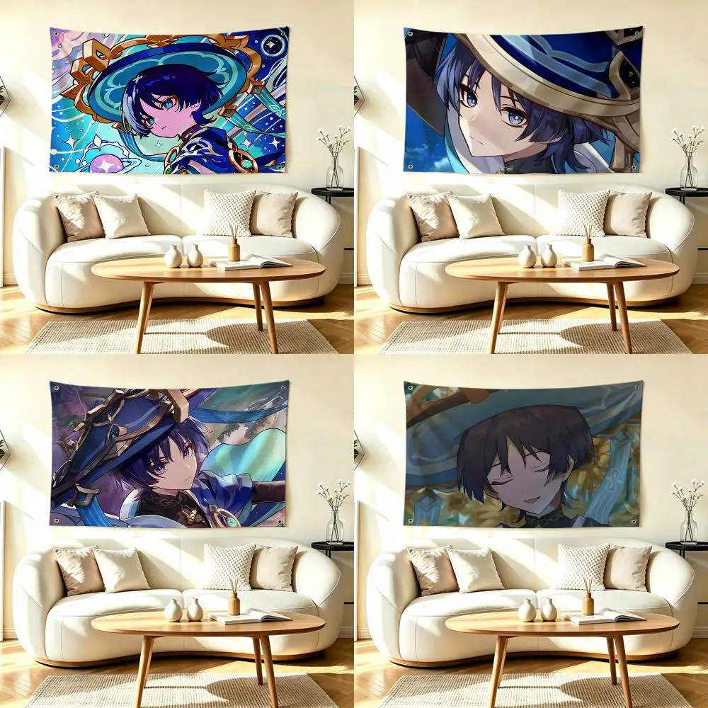 G-Game Genshin Impact Wanderer  Flags for Bedrooms Home Decor Items Outdoor Decors Garage Decoration Flaga