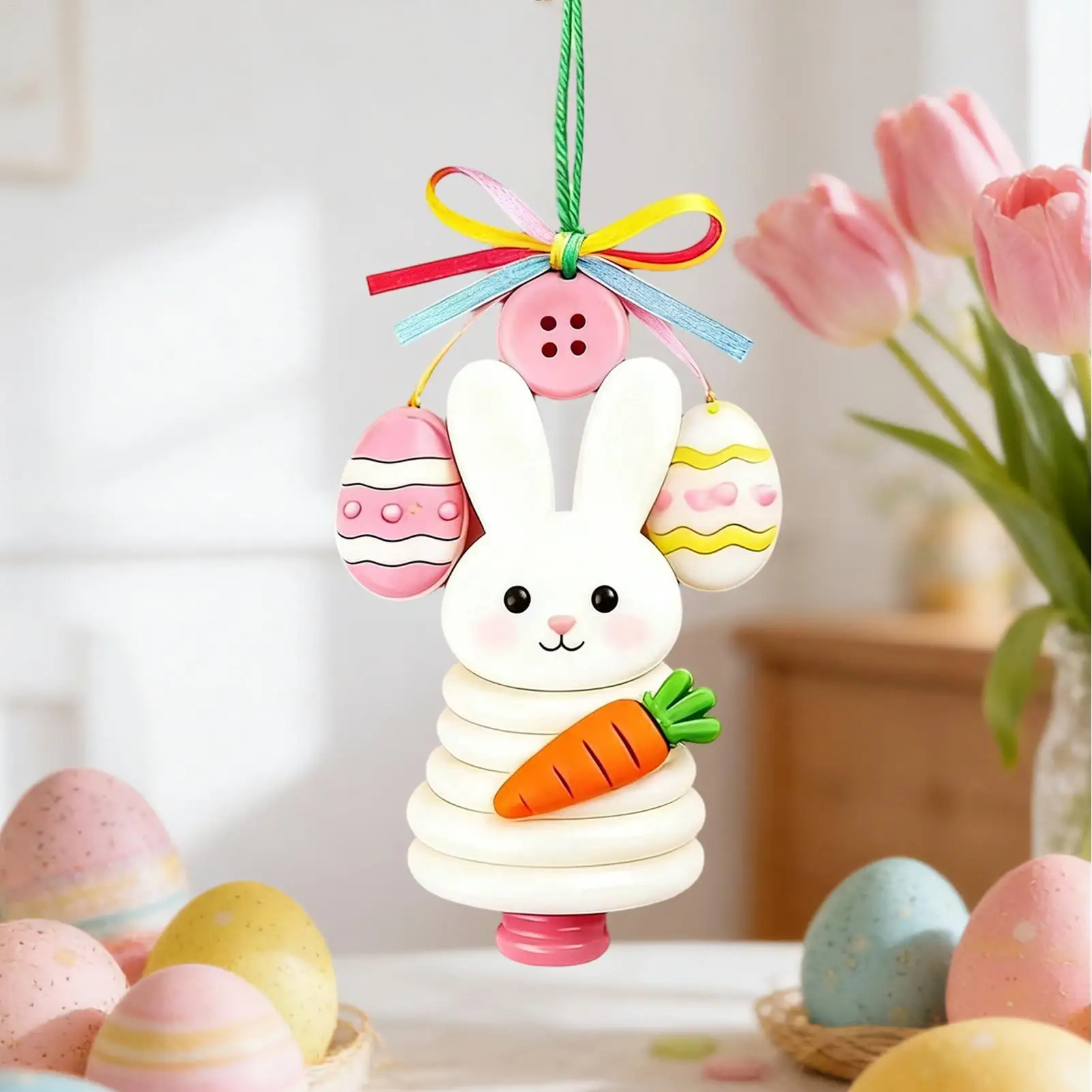 Conjunto de enfeites de botão, coelhinho da páscoa, decoração engraçada para casa, kits artesanais para todas as idades, adultos, crianças, sala de estar, quarto