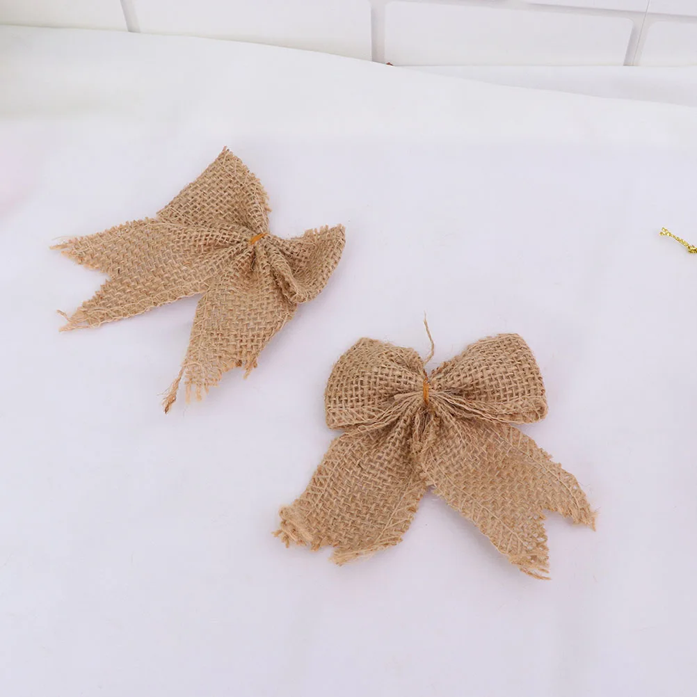 

20 Pcs Bow Decoration Set Present Wrapping Bows Mini for Crafts Christmas Linen DIY Decorative