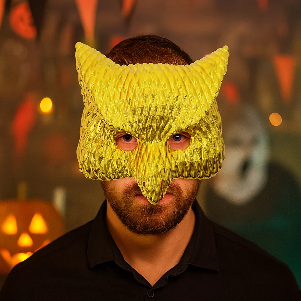Retro Golden Halloween Masks Plastic Cosplay Costume Full Face Mask Elastic Rope Cartoon Animal Mask Game Party