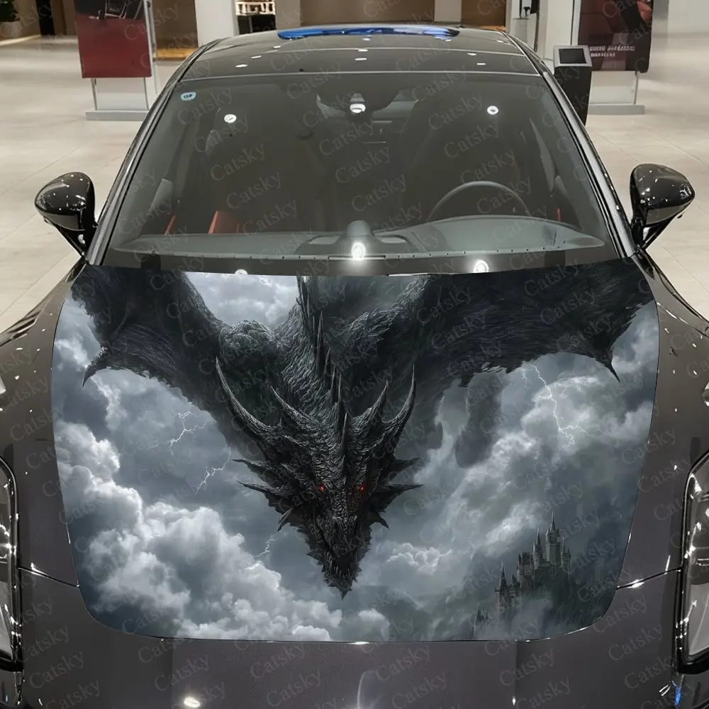 

Виниловая пленка для автомобиля Dark Sky Black Dragon, водонепроницаемая наклейка на капот автомобиля из ПВХ, самоклеящиеся устойчивые к царапинам наклейки