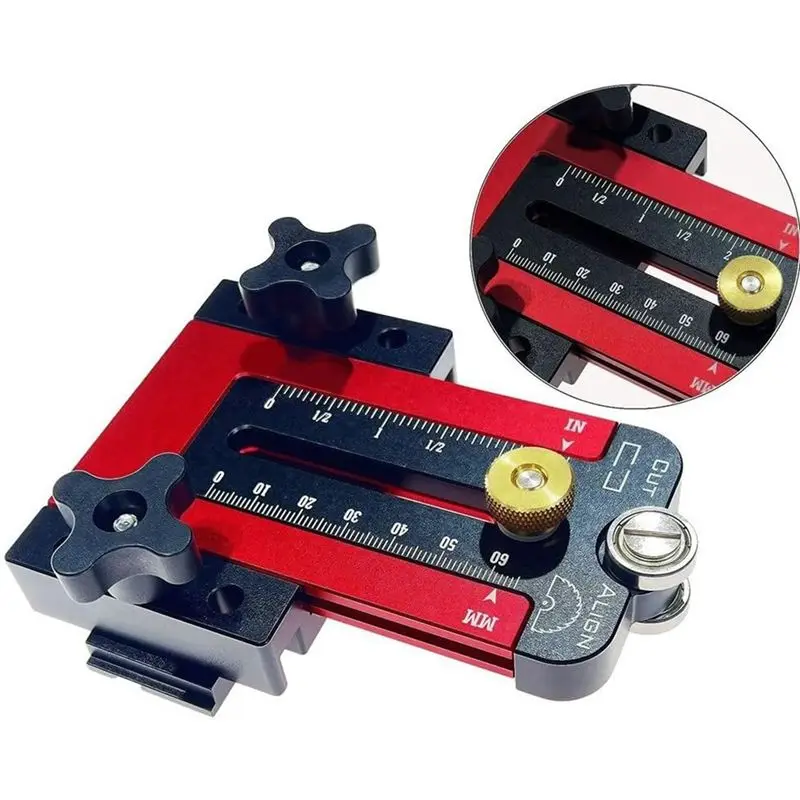 ABZC-Cutting Wood Board DIY Projects Woodworking Table Saw Guide Aluminum Alloy Adjustable Sliding Fence 76Mm-173Mm B