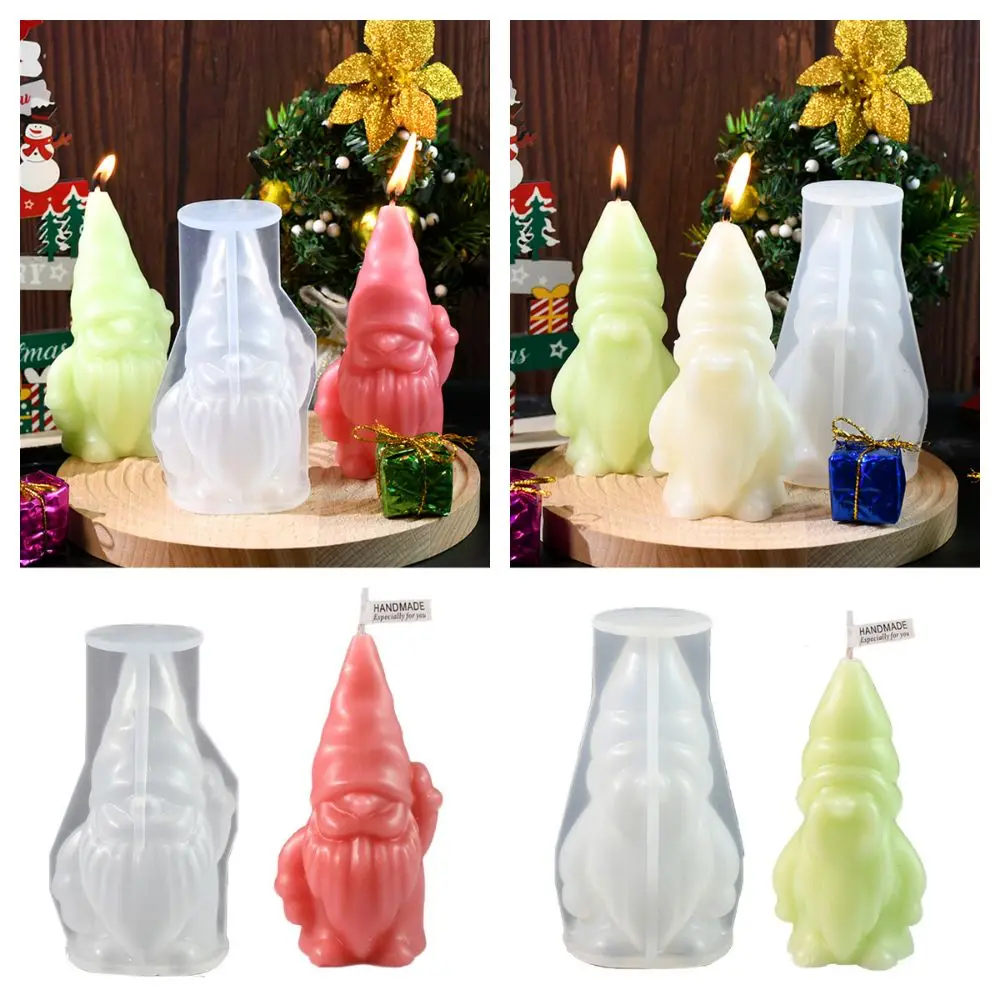 Molde de fundição de papai noel branco, molde epóxi de silicone 3d, gnome, vela, gadgets diy, acessórios artesanais, molde anão sem rosto