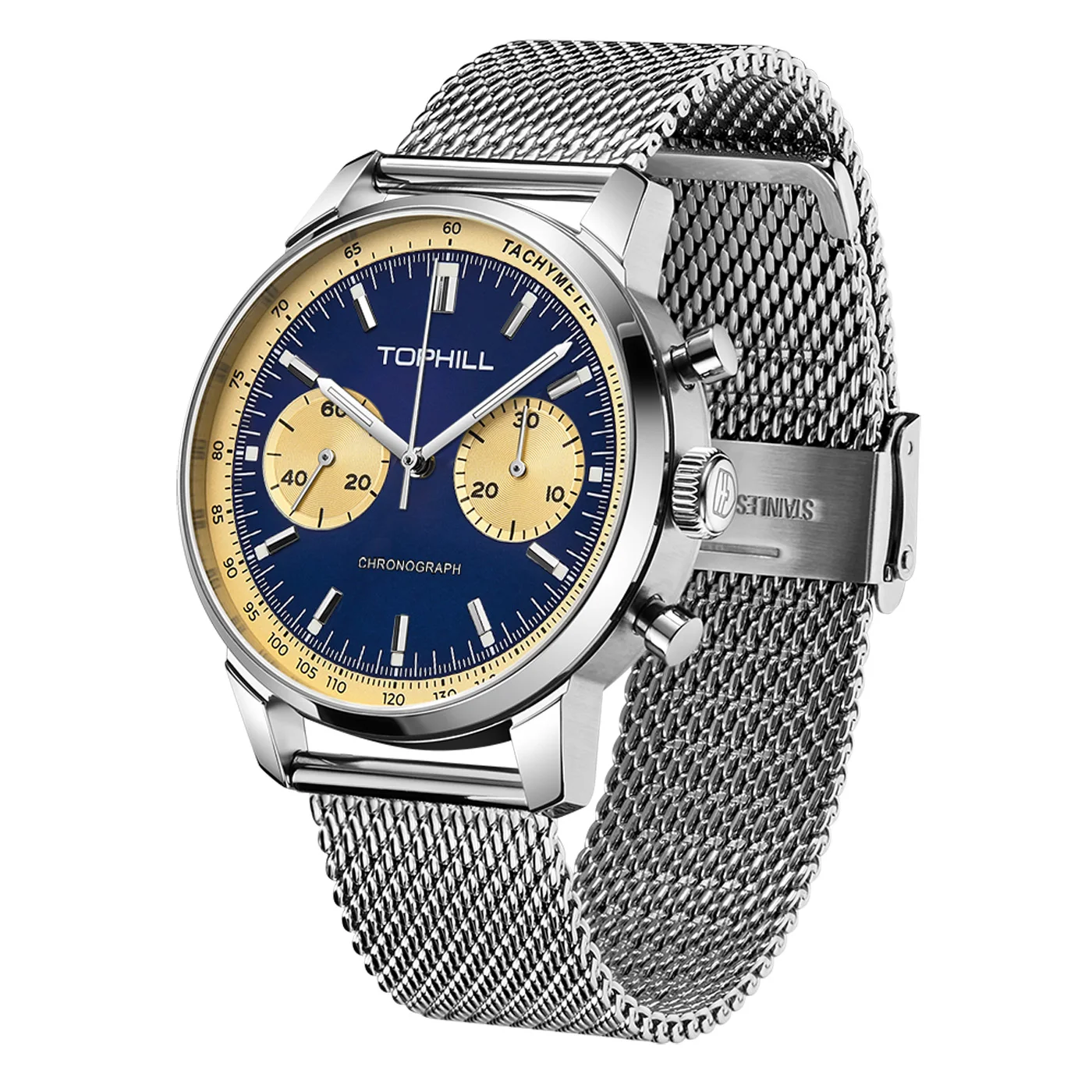 TOPHILL Vintage Racing Chronograph Men’s Mechanical Watch ST1901 Seagull Movement Pilot watch Leather Strap Sapphire glass 5ATM