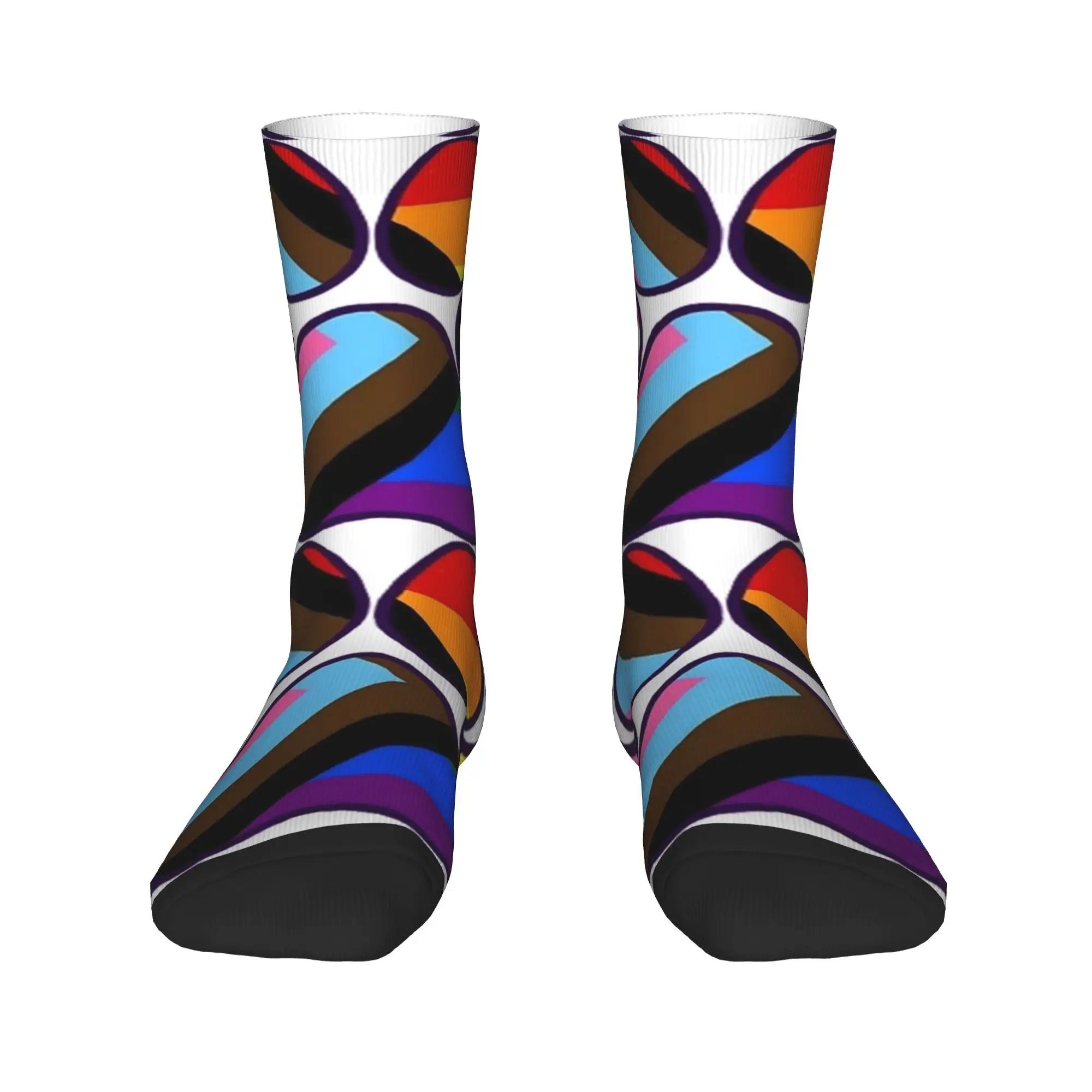 Calcetines para amantes de la pata de perro arcoíris, medias elegantes, calcetines antideslizantes de otoño para parejas, calcetines deportivos para correr de diseño de calidad