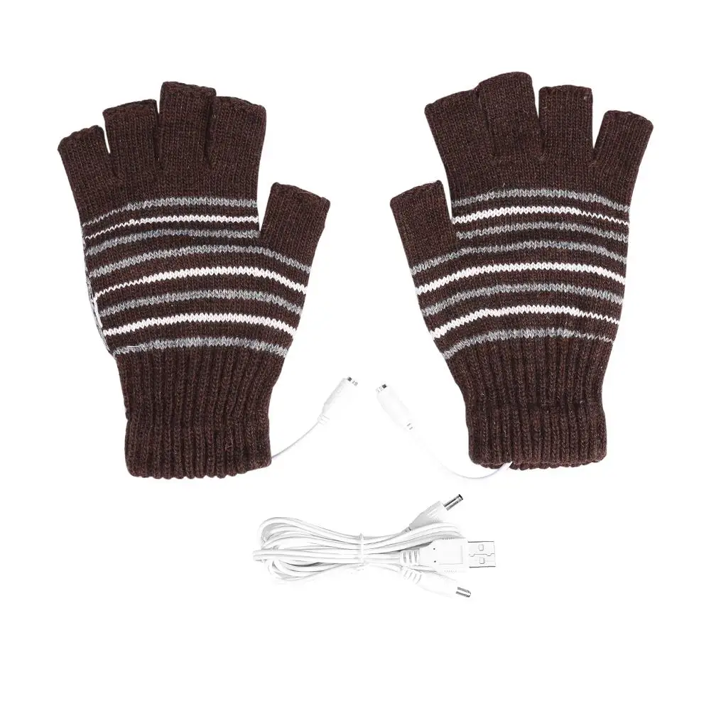 USB Heated Half Finger Gloves Winter Warm Mittens for Men Women 5V Heating - Keep Warm