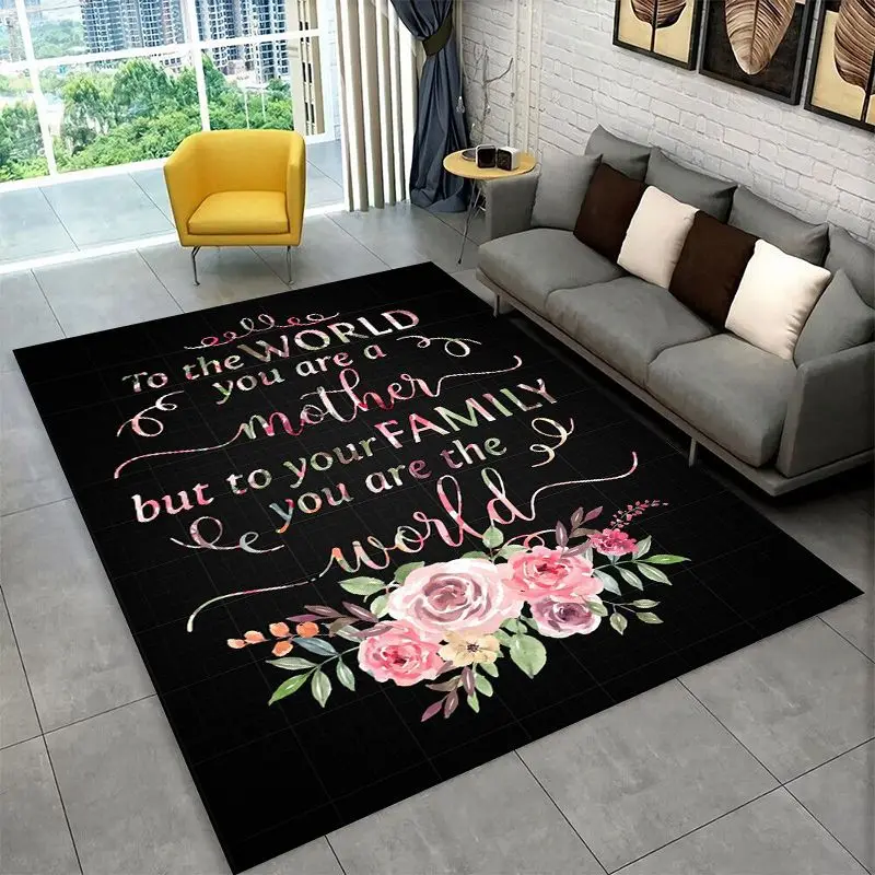 Gift Thanks To My Mom Mother Letter Present Large Area Rug Non-slip Carpet for Bedroom Living Room Sofa Home Decor Floor Mat