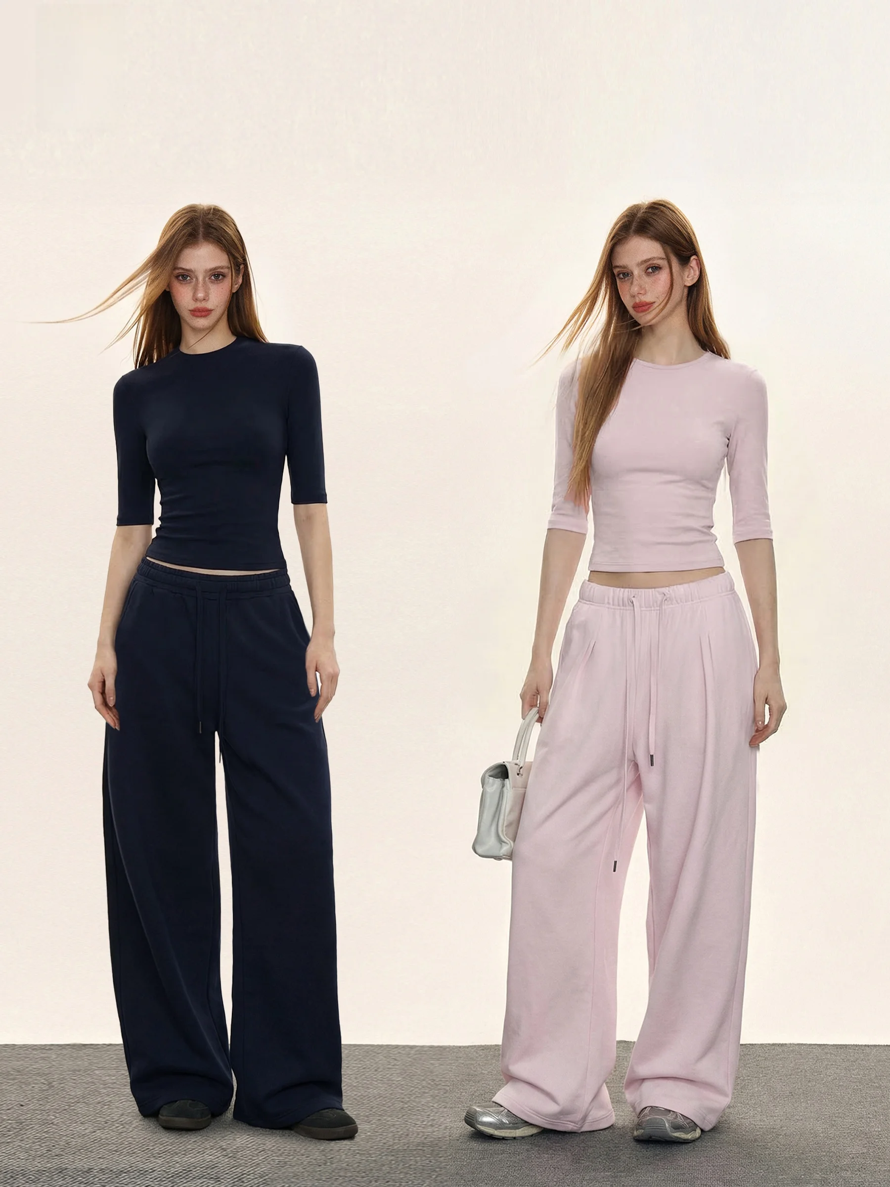 

Slimming Effect Loose T-Shirt And Pants Set Women's Spring Pink Casual Lazy Style Two-Piece Suit Comfortable Breathable Fashion