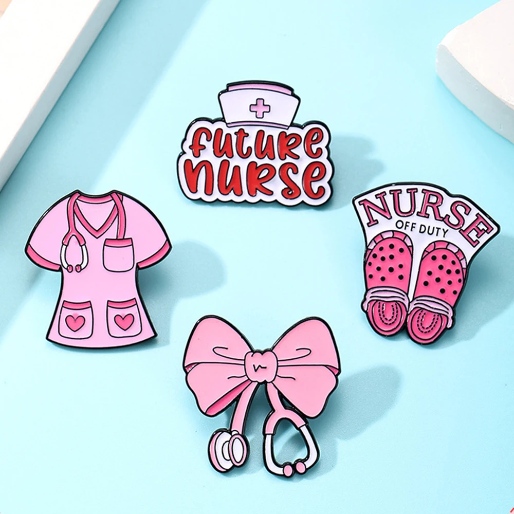 4Pcs/set Cartoon Flower Organ Brooches Funny Fire Engine/Retro Camera/Game Console/Skull Pineapple/Nurse Badges Jewelry Gifts