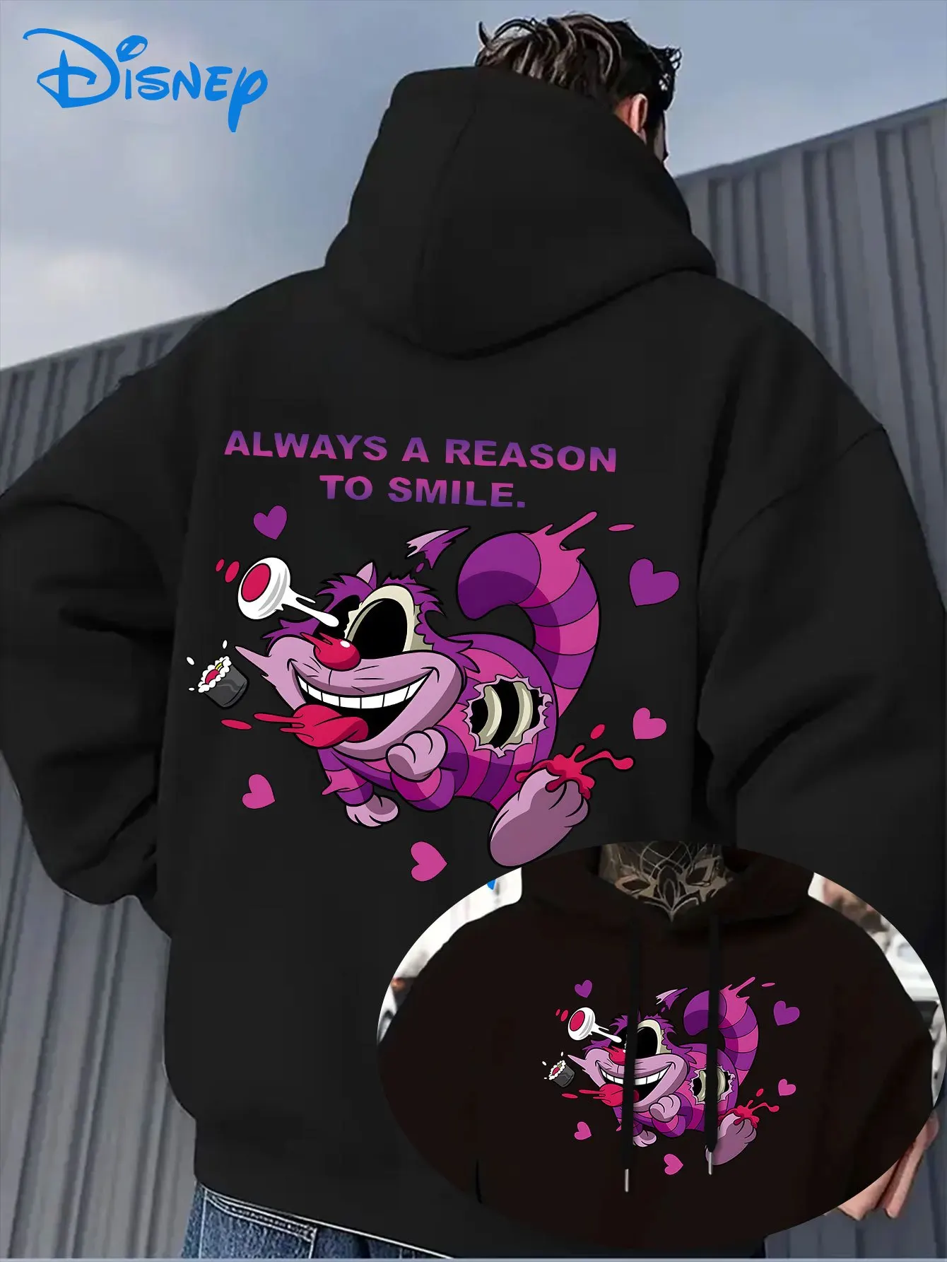 

Мужские толстовки с капюшоном Disney Cheshire Cat, женский свитшот, пуловер унисекс, осень-зима, флисовая куртка с капюшоном ALWAYS A REASON TO SMILE