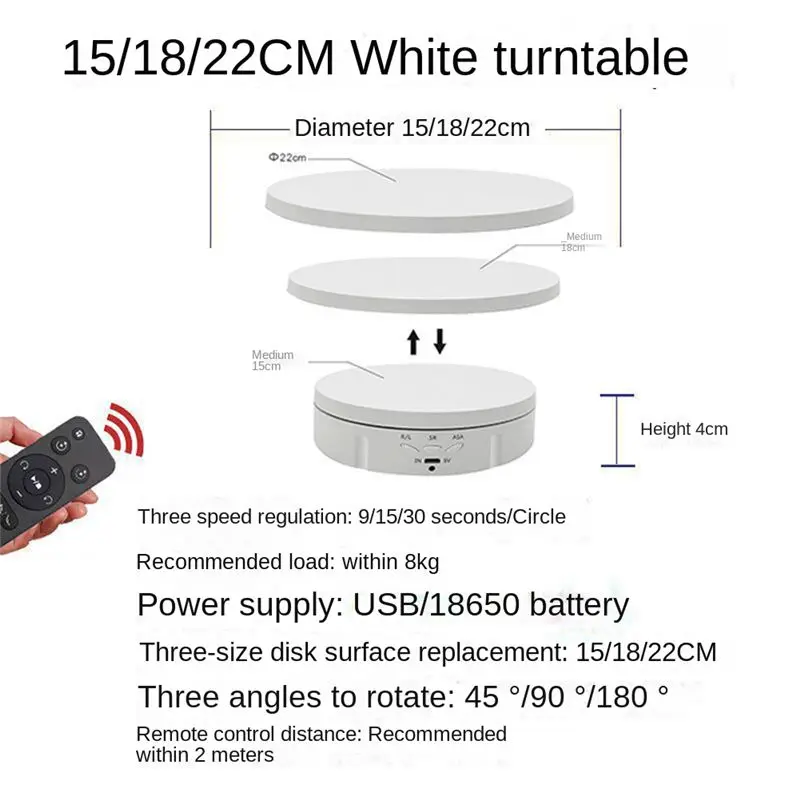 at33-3-speeds-electric-rotating-visualizer-360°-turntable-usb-charge-display-stand-for-video-prop-jewelry-shoes-white
