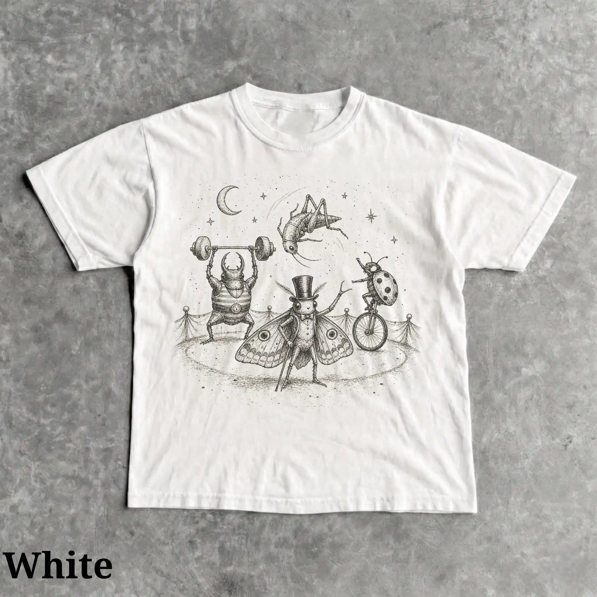 Vintage Insect Circus Shirt, Whimsical Bug Tee, Retro Ink Sketch Graphic, Nature Lover Gift T-shirt